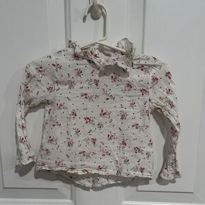 Floral Kids Shirt - White with Pink Accents